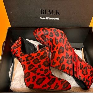 Red & Black Leopard print stiletto bootie